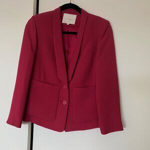 Veste fushia avec col chale, poches appliquées